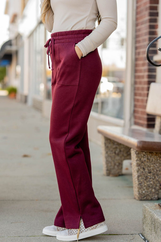 Side Slit Drawstring Sweatpants - Betsey's Boutique Shop -