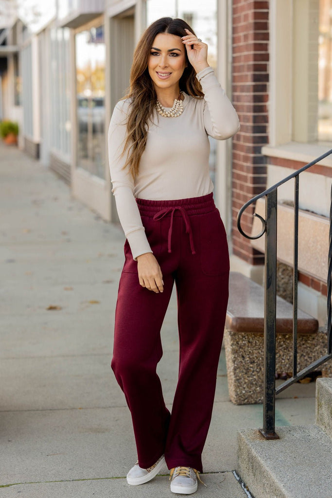 Side Slit Drawstring Sweatpants - Betsey's Boutique Shop -