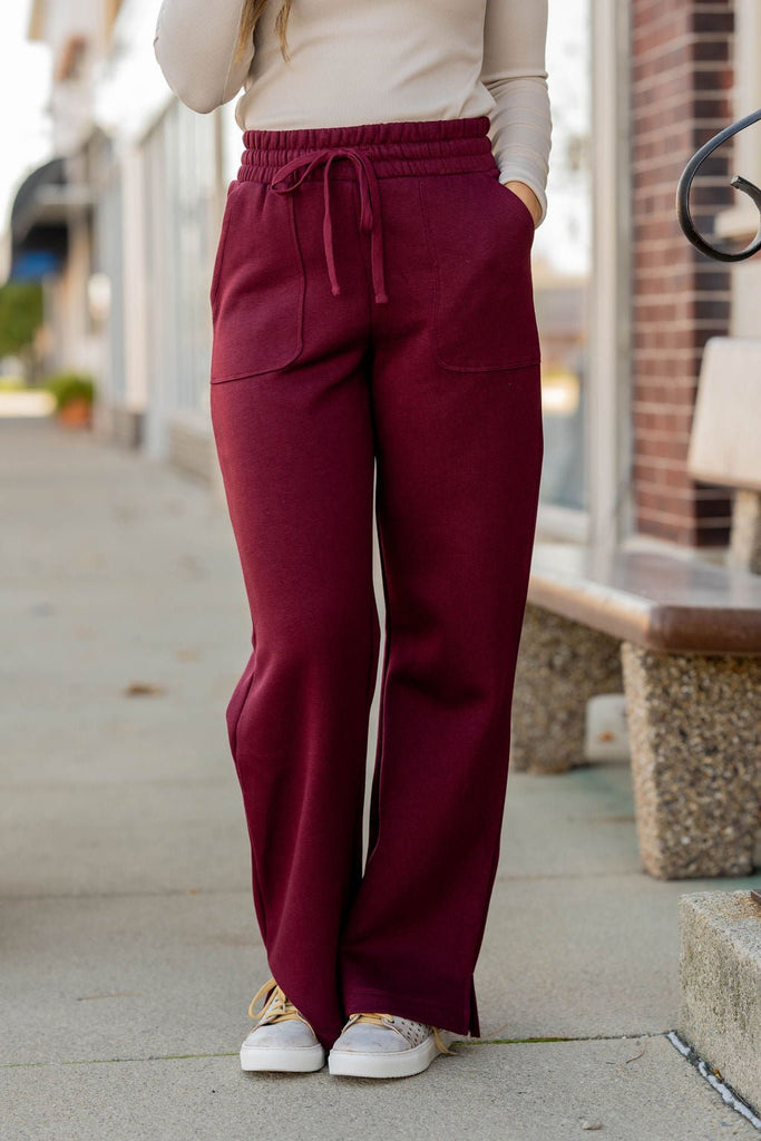 Side Slit Drawstring Sweatpants - Betsey's Boutique Shop -