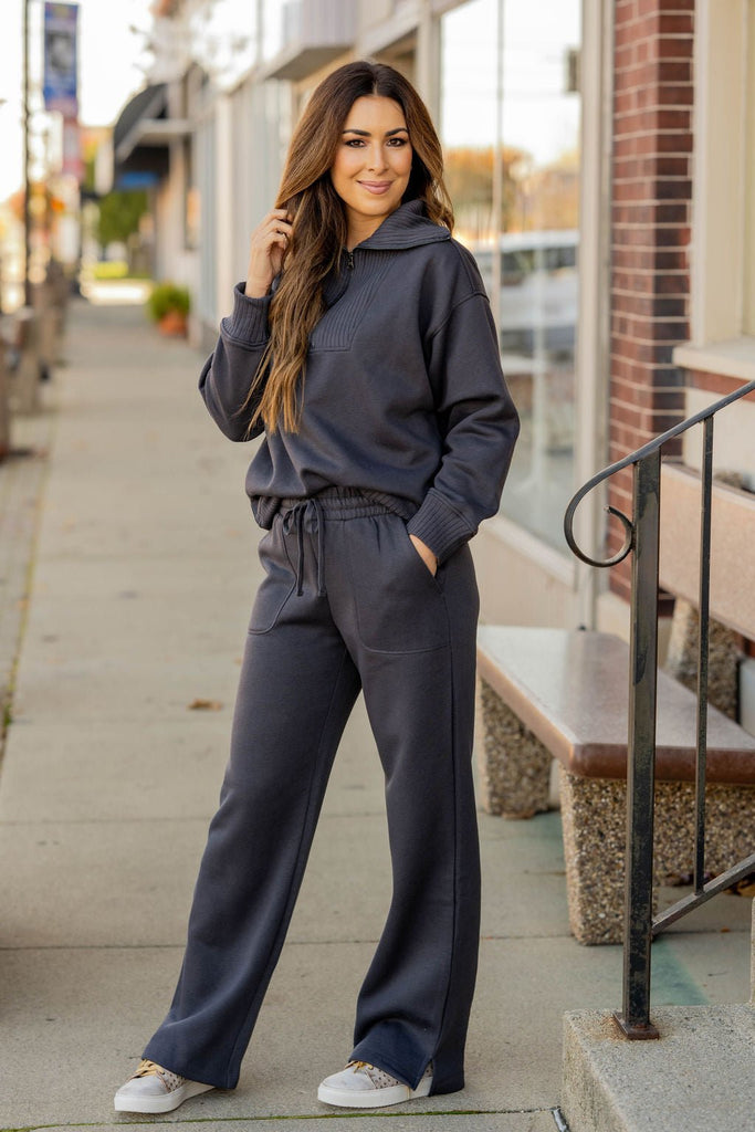 Side Slit Drawstring Sweatpants - Betsey's Boutique Shop -