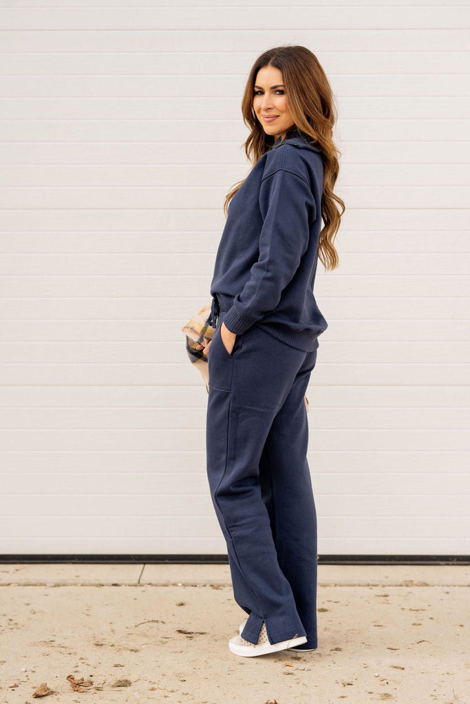 Side Slit Drawstring Sweatpants - Betsey's Boutique Shop -