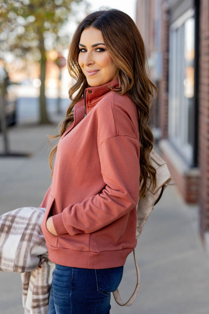 Simple Quarter Zip Pullover - Betsey's Boutique Shop -