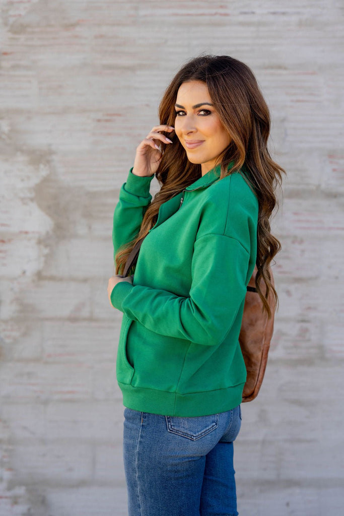 Simple Quarter Zip Pullover - Betsey's Boutique Shop -