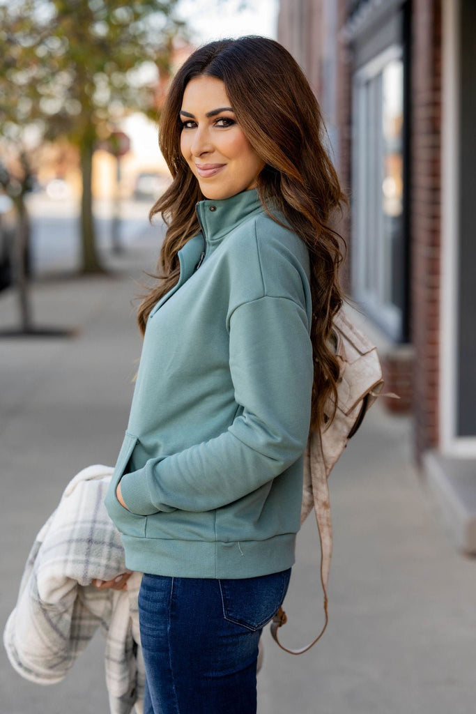 Simple Quarter Zip Pullover - Betsey's Boutique Shop -