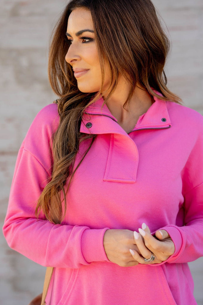 Simple Quarter Zip Pullover - Betsey's Boutique Shop -