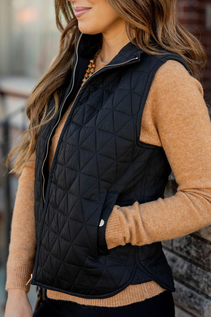 Triangle Quilted Puffer Vest - Betsey's Boutique Shop -