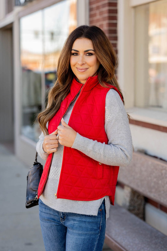 Triangle Quilted Puffer Vest - Betsey's Boutique Shop -