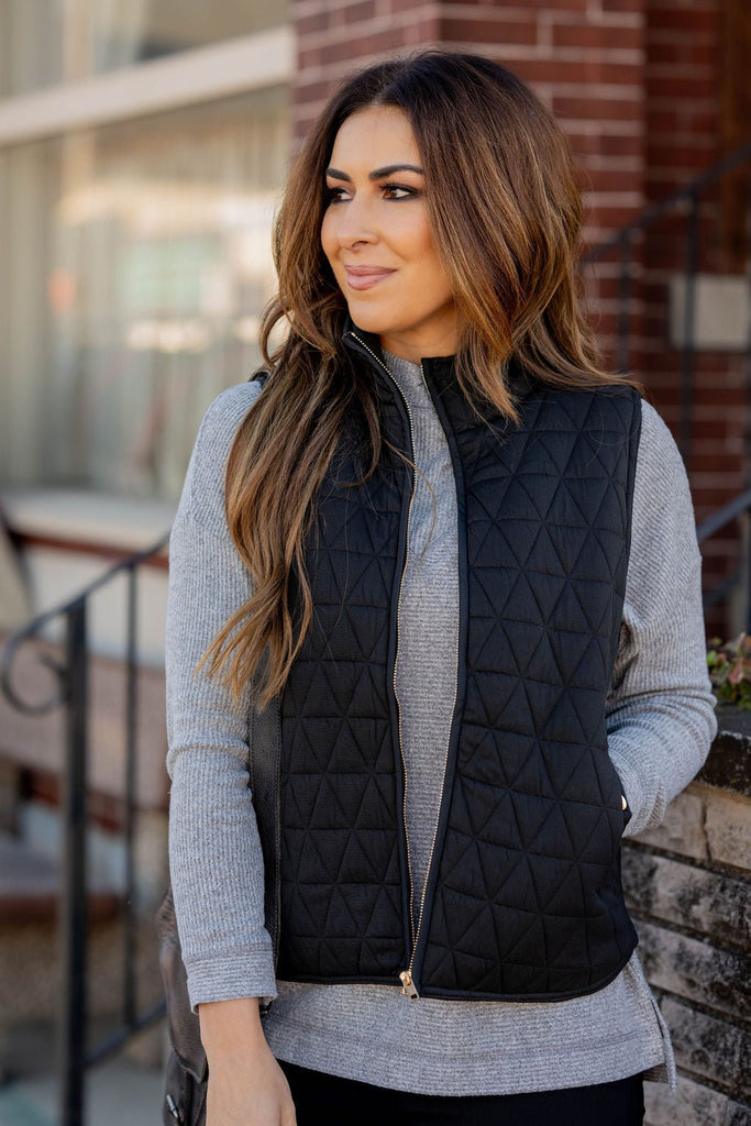 Triangle Quilted Puffer Vest - Betsey's Boutique Shop -