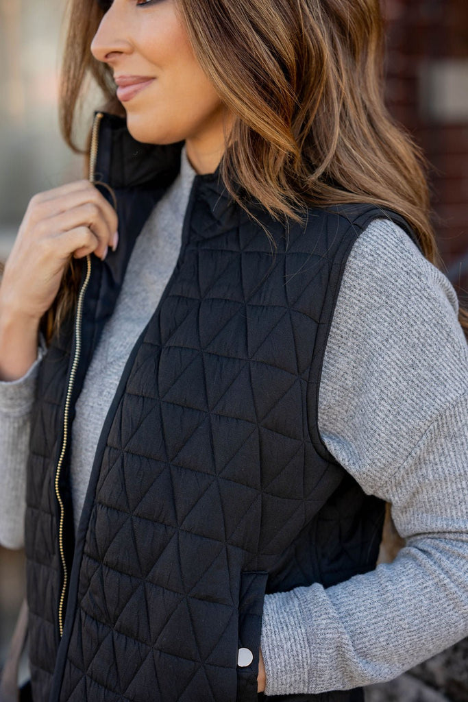 Triangle Quilted Puffer Vest - Betsey's Boutique Shop -