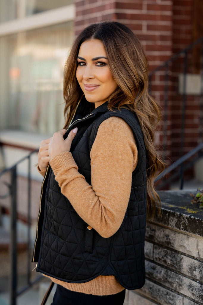 Triangle Quilted Puffer Vest - Betsey's Boutique Shop -