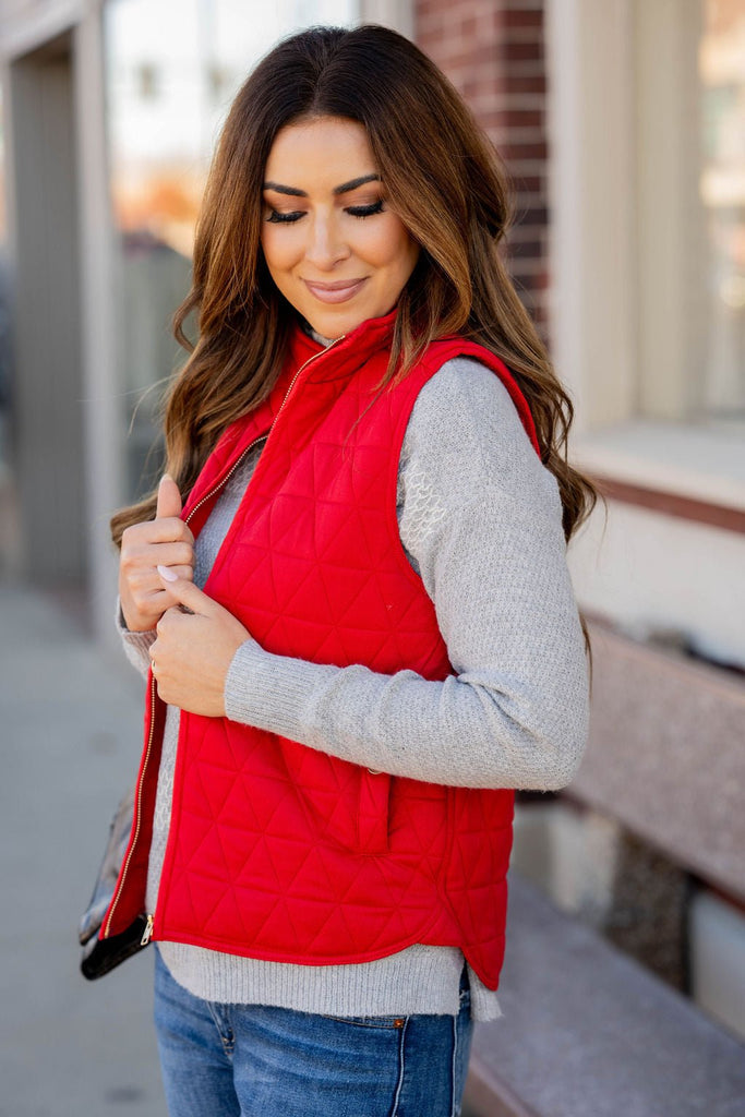 Triangle Quilted Puffer Vest - Betsey's Boutique Shop -