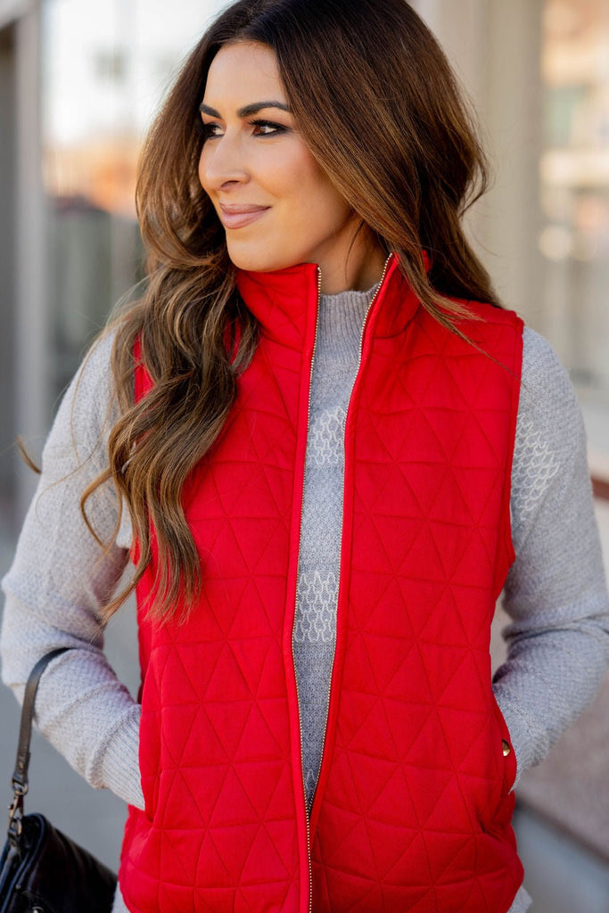 Triangle Quilted Puffer Vest - Betsey's Boutique Shop -