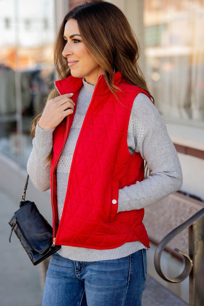 Triangle Quilted Puffer Vest - Betsey's Boutique Shop -