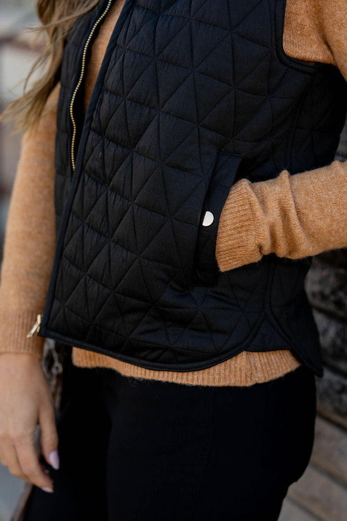 Triangle Quilted Puffer Vest - Betsey's Boutique Shop -