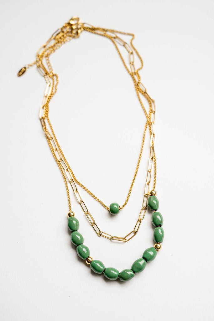 Bel Koz Elongated Clay Bead Layered Necklace - Betsey's Boutique Shop -