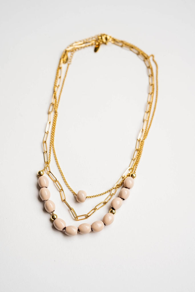 Bel Koz Elongated Clay Bead Layered Necklace - Betsey's Boutique Shop -