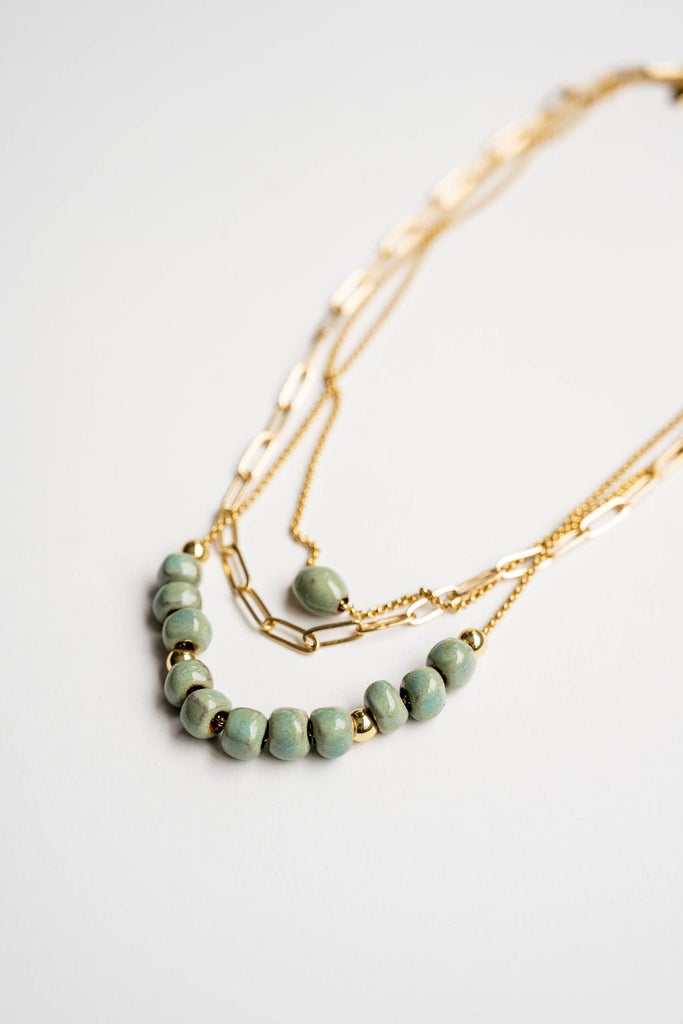 Bel Koz Elongated Clay Bead Layered Necklace - Betsey's Boutique Shop -