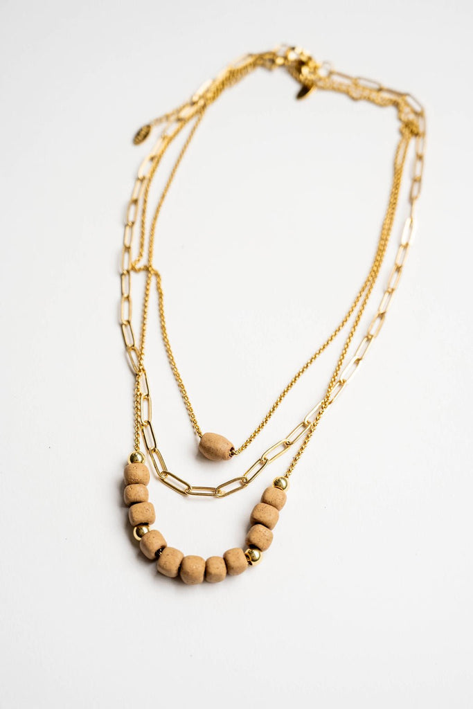 Bel Koz Elongated Clay Bead Layered Necklace - Betsey's Boutique Shop -