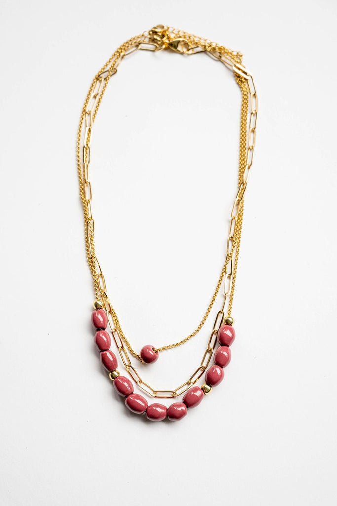 Bel Koz Elongated Clay Bead Layered Necklace - Betsey's Boutique Shop -