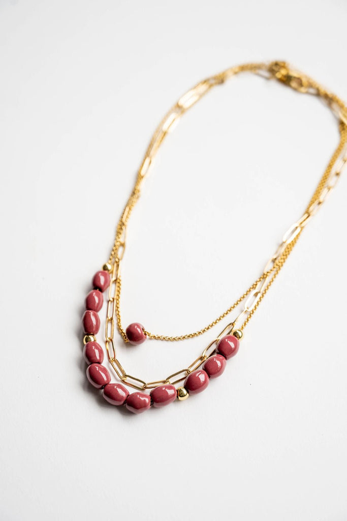 Bel Koz Elongated Clay Bead Layered Necklace - Betsey's Boutique Shop -