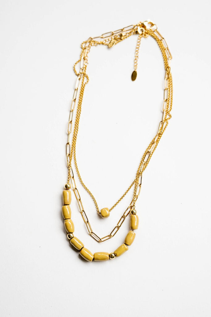 Bel Koz Elongated Clay Bead Layered Necklace - Betsey's Boutique Shop -