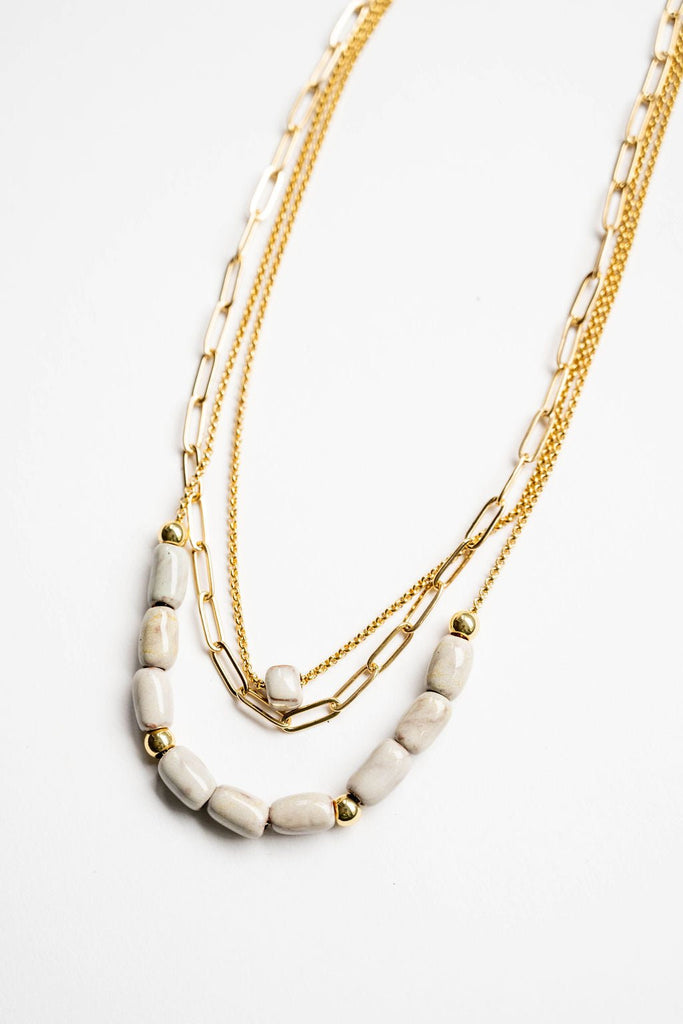 Bel Koz Elongated Clay Bead Layered Necklace - Betsey's Boutique Shop -