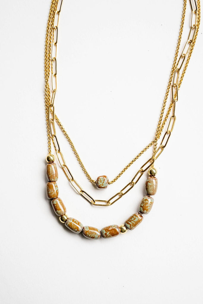 Bel Koz Elongated Clay Bead Layered Necklace - Betsey's Boutique Shop -