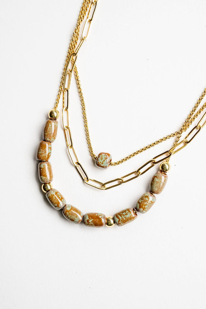 Bel Koz Elongated Clay Bead Layered Necklace - Betsey's Boutique Shop -