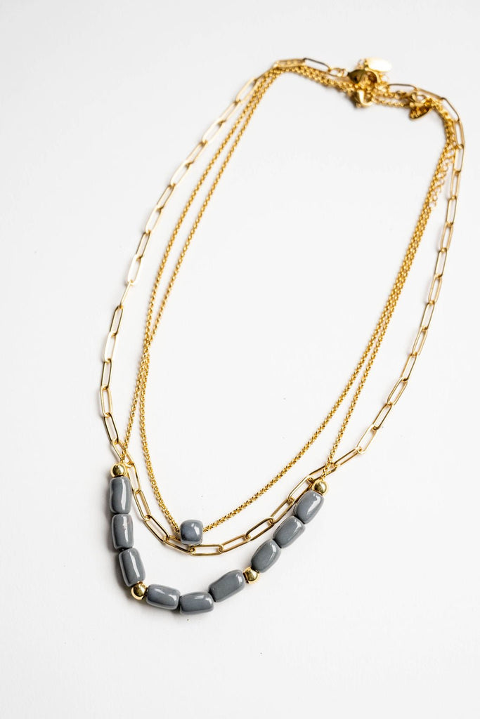 Bel Koz Elongated Clay Bead Layered Necklace - Betsey's Boutique Shop -