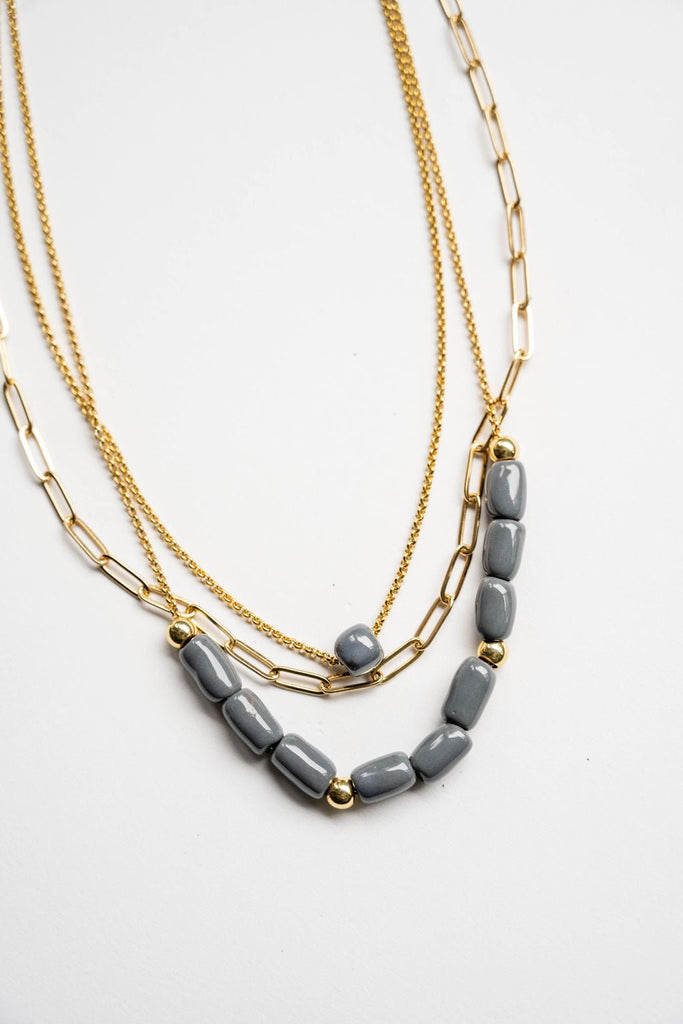 Bel Koz Elongated Clay Bead Layered Necklace - Betsey's Boutique Shop -