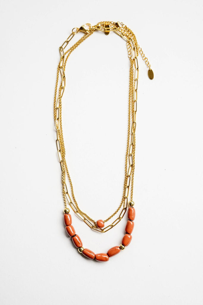 Bel Koz Elongated Clay Bead Layered Necklace - Betsey's Boutique Shop -