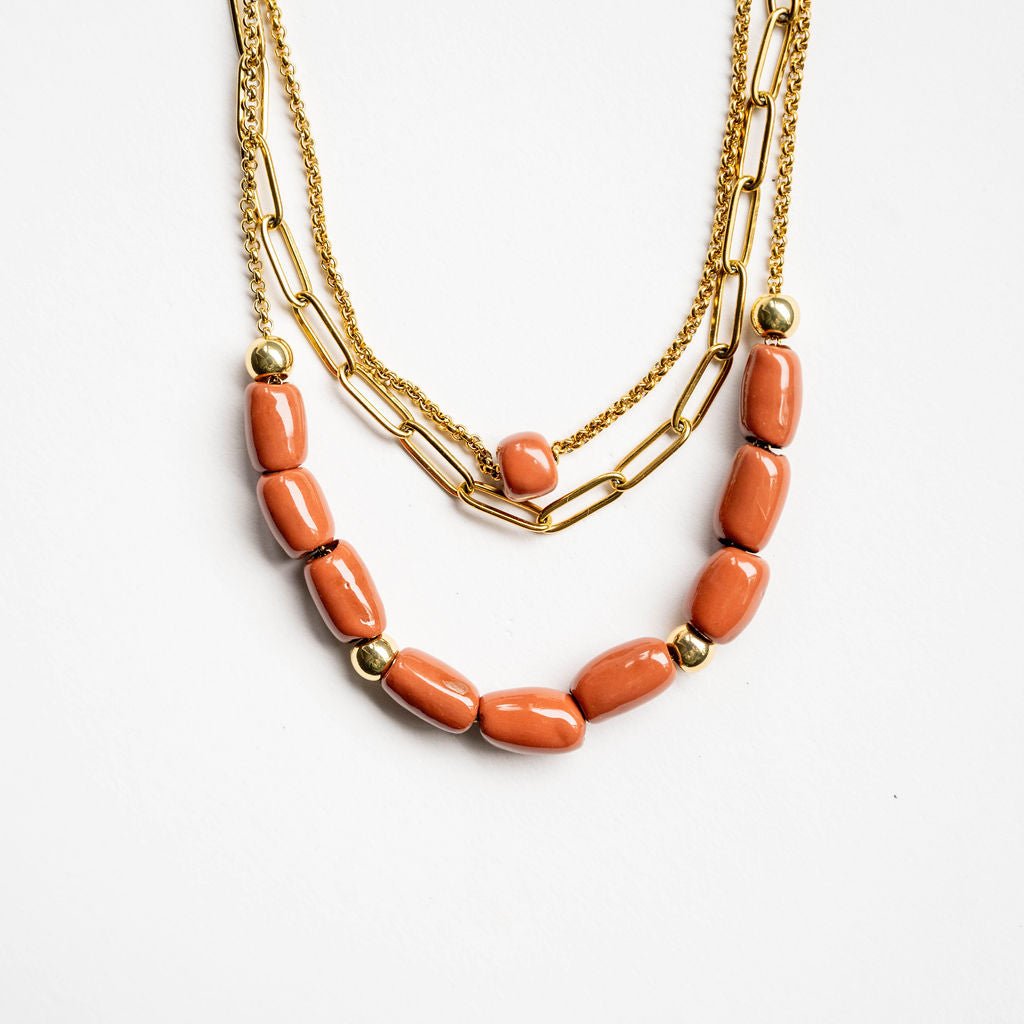 Bel Koz Elongated Clay Bead Layered Necklace - Betsey's Boutique Shop -