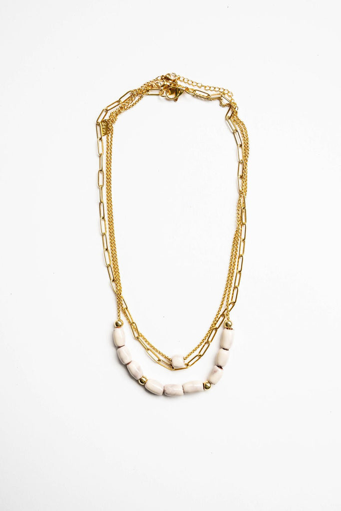 Bel Koz Elongated Clay Bead Layered Necklace - Betsey's Boutique Shop -