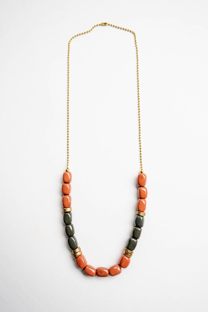 Bel Koz Mixed Elongated Clay Bead Necklace - Betsey's Boutique Shop -