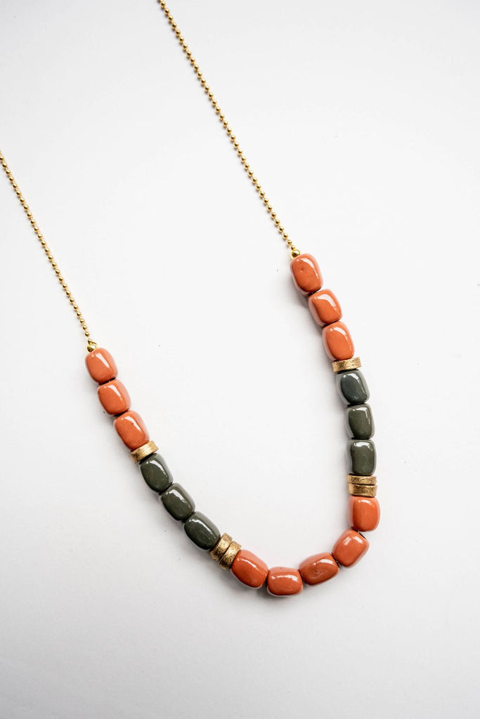 Bel Koz Mixed Elongated Clay Bead Necklace - Betsey's Boutique Shop -