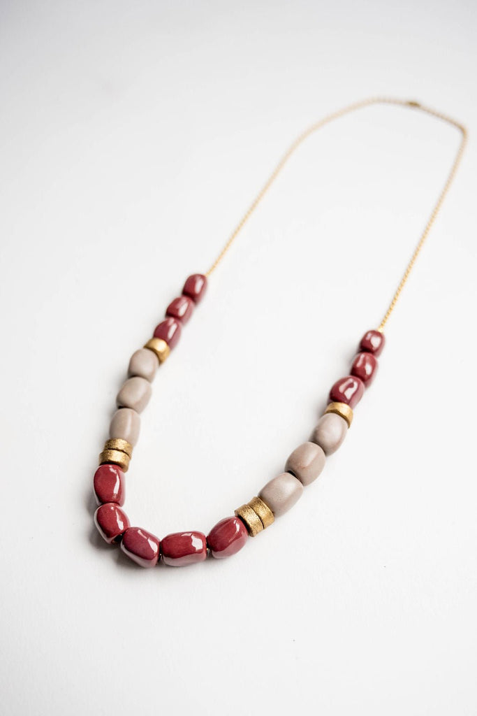 Bel Koz Mixed Elongated Clay Bead Necklace - Betsey's Boutique Shop -