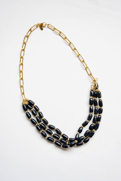 Bel Koz Triple Twist Elongated Clay Necklace