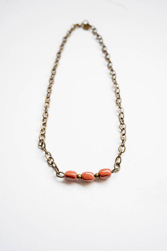 Bel Koz Simple Elongated Clay Bead Necklace - Betsey's Boutique Shop -