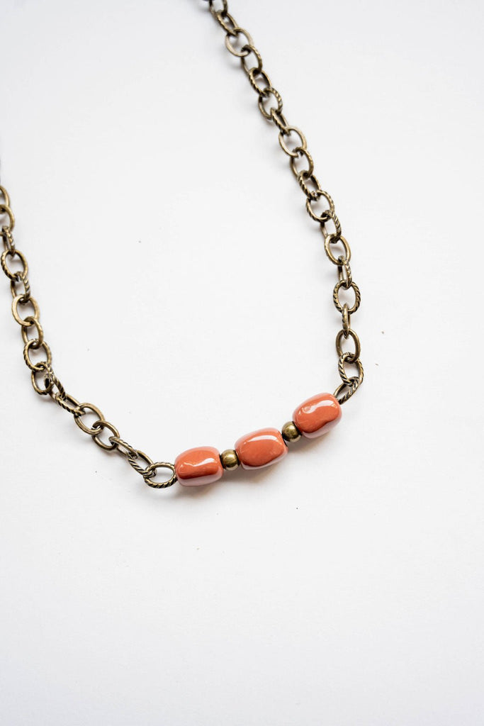 Bel Koz Simple Elongated Clay Bead Necklace - Betsey's Boutique Shop -