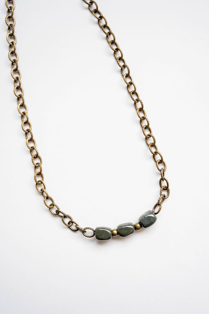 Bel Koz Simple Elongated Clay Bead Necklace - Betsey's Boutique Shop -