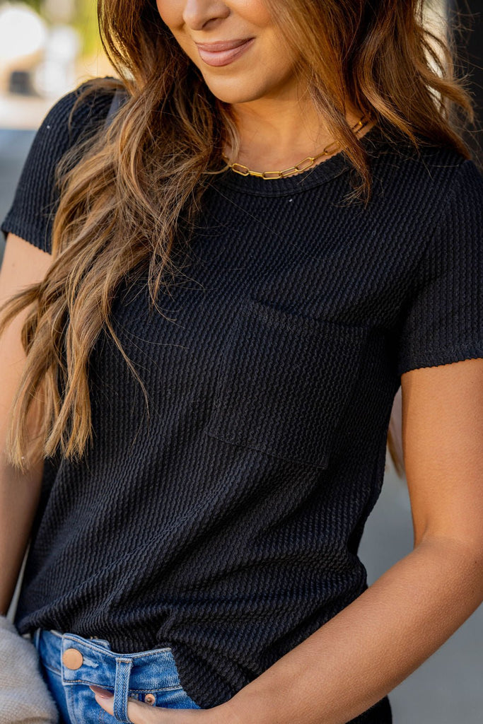 Ribbed Pocket Tee - Betsey's Boutique Shop -