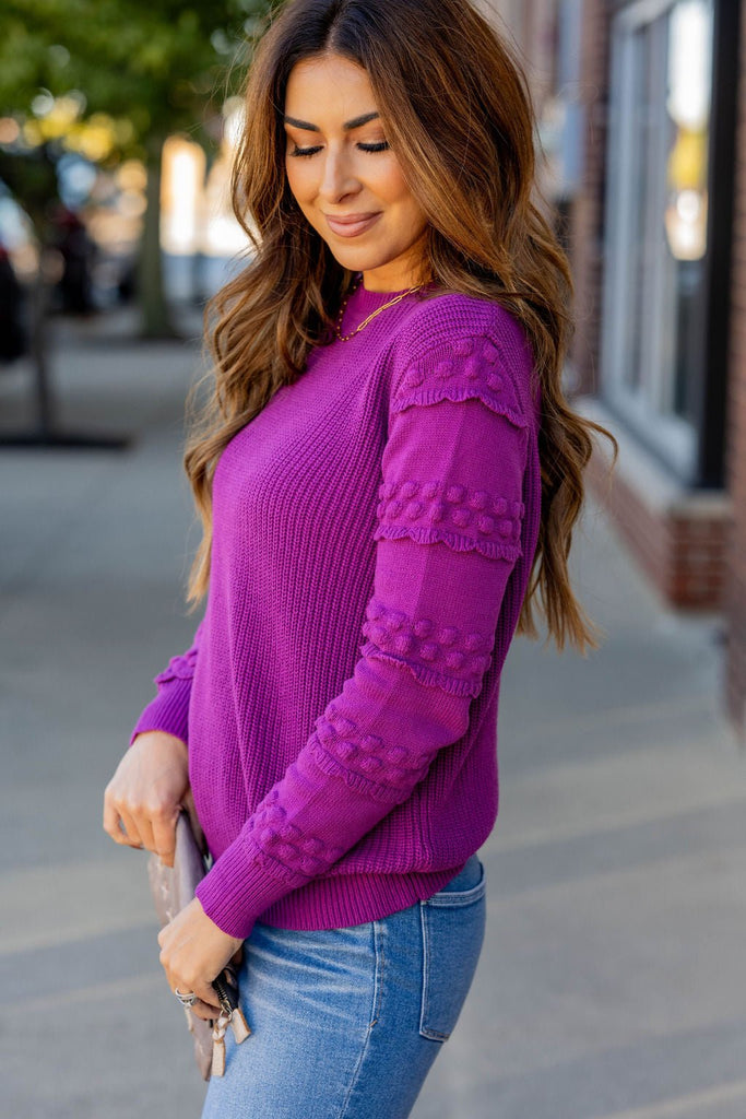 Detailed Sleeve Knit Body Sweater - Betsey's Boutique Shop -