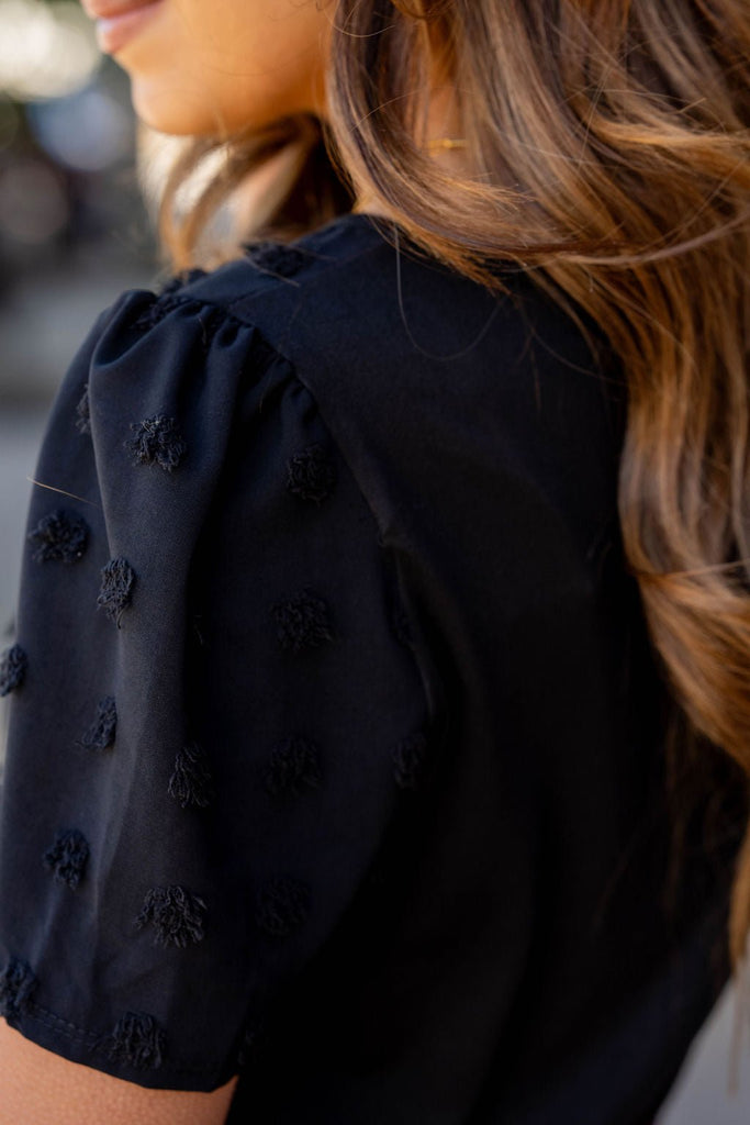 Textured Dot Short Sleeve Blouse - Betsey's Boutique Shop -