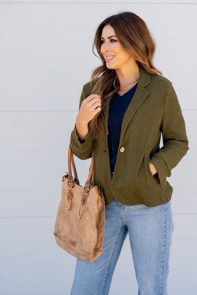 Ribbed Relaxed Sleeve Sweatshirt Blazer