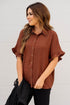 Relaxed Ruffle Trim Button Up Blouse
