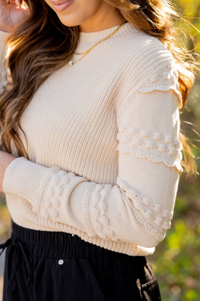 Detailed Sleeve Knit Body Sweater - Betsey's Boutique Shop -