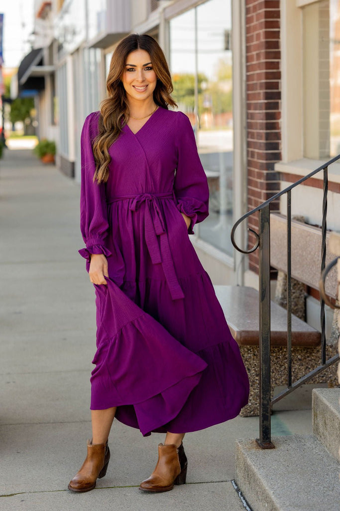 Wrap Top Tiered Maxi Dress - Betsey's Boutique Shop -