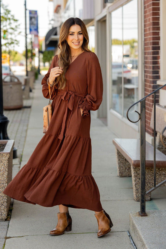 Wrap Top Tiered Maxi Dress - Betsey's Boutique Shop -