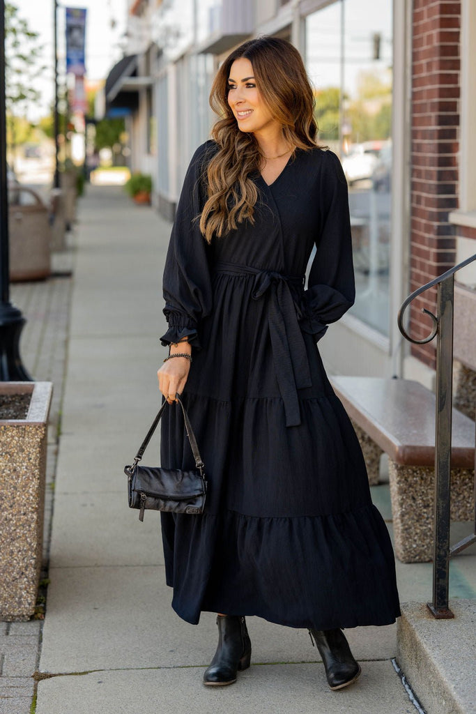 Wrap Top Tiered Maxi Dress - Betsey's Boutique Shop -