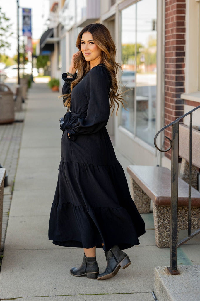 Wrap Top Tiered Maxi Dress - Betsey's Boutique Shop -